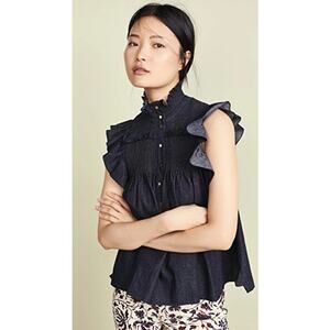 See by Chloe Pintuck Blouse in Moonless Night Size 36(US 4)